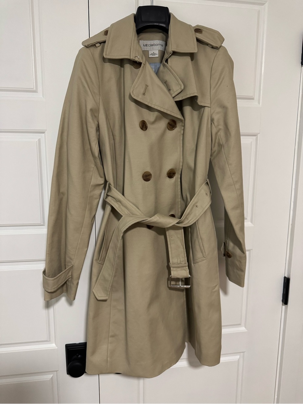 Liz Claiborne Beige Double-Breasted Trench Coat